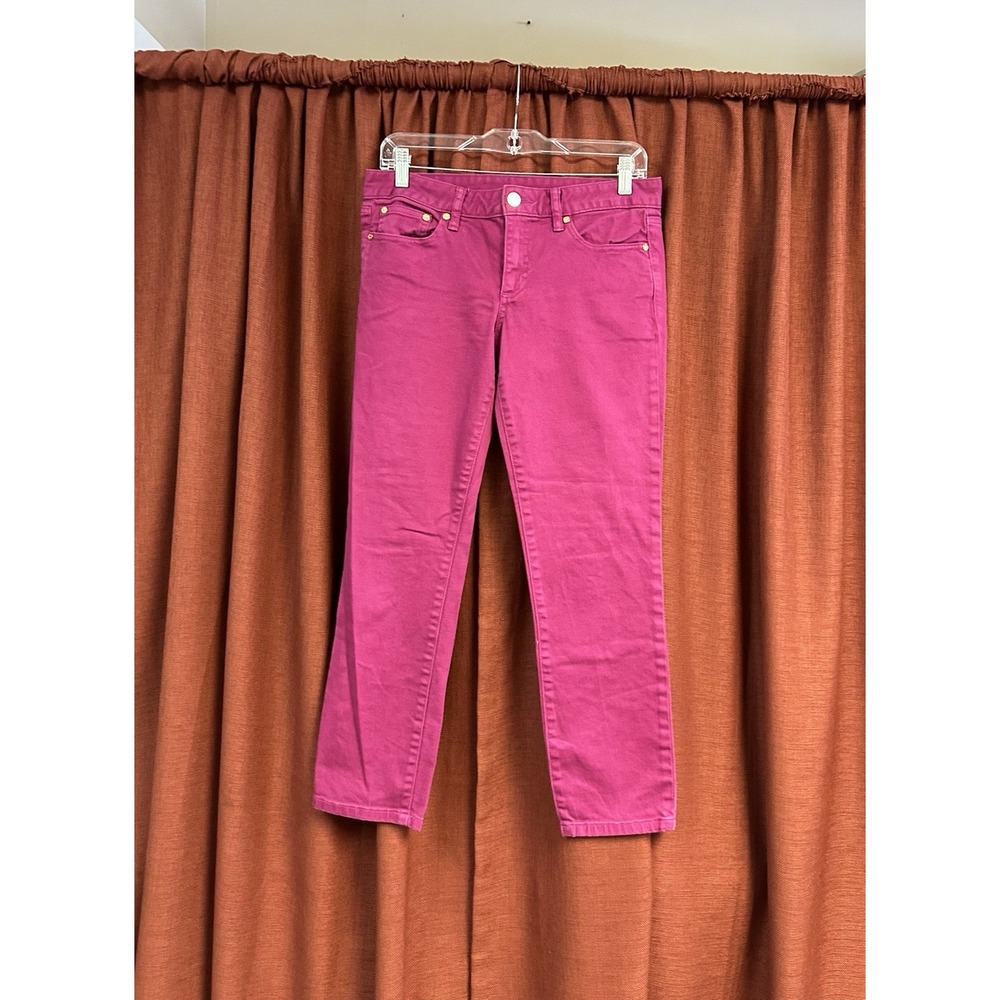 Tory Burch Alexa Cropped Skinny Jeans Hot Pink Size 28